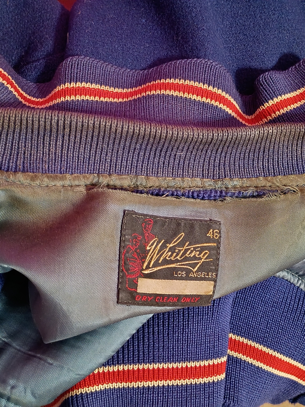 Vintage 50's Men’s Navy & Red Varsity Bomber Jacket - Picture 10 of 11